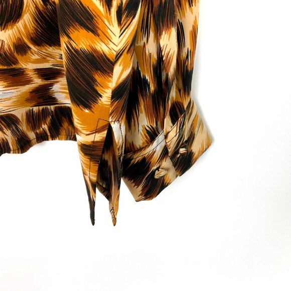 Vintage Fu Da Silk Animal Leopard Tiger Print & Face Blouse Sz M - Picture 10 of 16